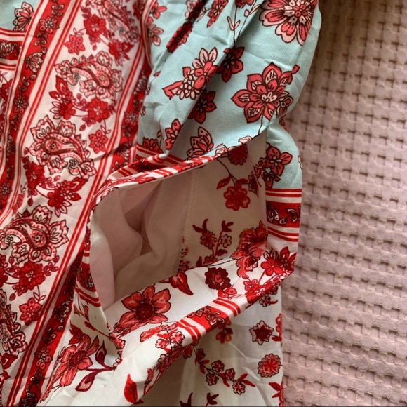 🎄 Gal Meets Glam Gianna Mini Dress Mint Coral Straps Square Neck A Line 10 L - Picture 11 of 14